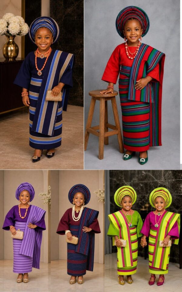 2026/09/1004192348.jpg Elegant Yoruba Aso Oke Traditional Outfit for kids